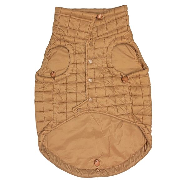 SOLD Maxbone Easy Fit Dog Jacket Vest Size L Camel Brown Quilted Water-Repellent - Picture 1 of 7